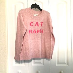 LOFT Soft Pink Crew Neck Sweater, cat mama